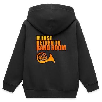 If Lost, Return To Band Room 4 - Kinder Premium Organic Zip Hoodie - Schwarz - Hinten - AI Model Kid Male (0cm)