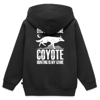 dad is my name coyote hunting is my game Design - Kinder Premium Organic Zip Hoodie - Schwarz - Hinten - AI Model Kid Male (0cm)