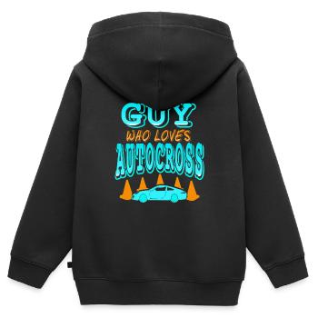 Just A Guy Who Loves Autocross Retro Driver - Kinder Premium Organic Zip Hoodie - Schwarz - Hinten - AI Model Kid Male (0cm)
