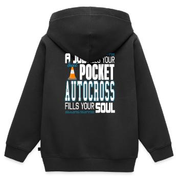 Job Fills Your Pocket Autocross Fills Your Soul - Kinder Premium Organic Zip Hoodie - Schwarz - Hinten - AI Model Kid Male (0cm)