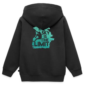Der Himmel ist die Grenze - Kletterer oder Boulder - Kinder Premium Organic Zip Hoodie - Schwarz - Hinten - AI Model Kid Male (0cm)