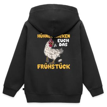 Ich liebe Hühner die Kacken Frühstück Hühner - Kinder Premium Organic Zip Hoodie - Schwarz - Hinten - AI Model Kid Male (0cm)