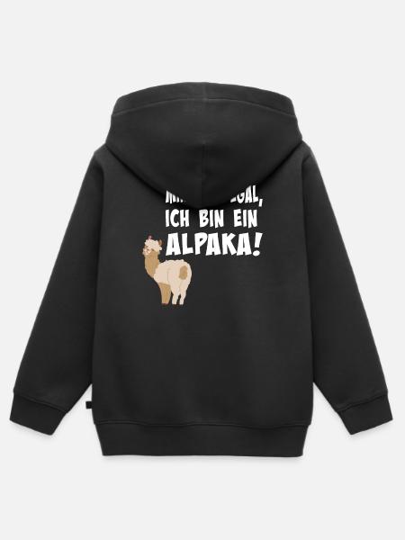 Alpaka, Mir doch egal, ich bin ein Alpaka - Kinder Premium Organic Zip Hoodie - Schwarz