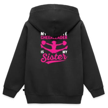 Meine Lieblings-Cheerleaderin ist meine Schwester - Kinder Premium Organic Zip Hoodie - Schwarz - Hinten - AI Model Kid Male (0cm)