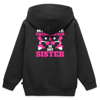 Mein Lieblings-Cheerleader ist meine Schwester - Kinder Premium Organic Zip Hoodie - Schwarz - Hinten - AI Model Kid Male (0cm)