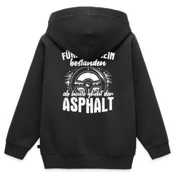 Führerschein Bestanden Ab Heute Glüht Der Asphalt - Kinder Premium Organic Zip Hoodie - Schwarz - Hinten - AI Model Kid Male (0cm)