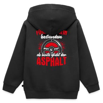 Fahrprüfung Bestanden Führerschein Autofans Fahran - Kinder Premium Organic Zip Hoodie - Schwarz - Hinten - AI Model Kid Male (0cm)