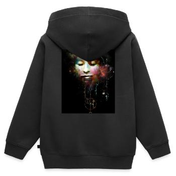 le visage - Sweat Premium à capuche zippé enfant bio - noir - Dos - AI Model Kid Male (0cm)