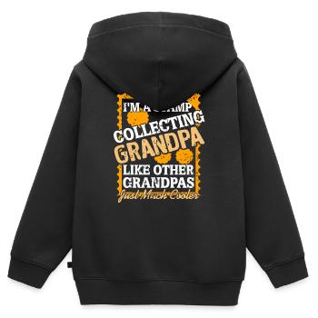 Je suis un collectionneur de timbres GRANDPA Collectionneur rétro - Sweat Premium à capuche zippé enfant bio - noir - Dos - AI Model Kid Male (0cm)