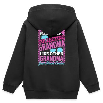 Je suis un collectionneur de timbres GRAND-mère Collectionneur rétro - Sweat Premium à capuche zippé enfant bio - noir - Dos - AI Model Kid Male (0cm)