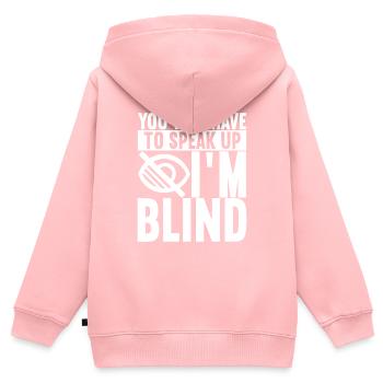 Déficience visuelle aveugle - Sweat Premium à capuche zippé enfant bio - rose - Dos - AI Model Kid Female (0cm)