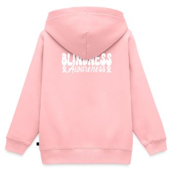 Déficience visuelle aveugle - Sweat Premium à capuche zippé enfant bio - rose - Dos - AI Model Kid Female (0cm)