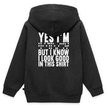 Blind visual impairment - Kids Premium Organic Zip-up Hoodie - black - Back - AI Model Kid Male (0cm)