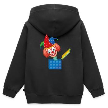 Fasching Kostüm Clown Kasper aus der Box Karneval - Kinder Premium Organic Zip Hoodie - Schwarz - Hinten - AI Model Kid Male (0cm)