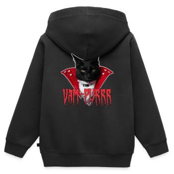 Vampurr Lustige schwarze Katze als Vampir - Kinder Premium Organic Zip Hoodie - Schwarz - Hinten - AI Model Kid Male (0cm)