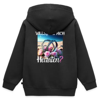 Heiratsantrat für Hochzeit oder Verlobung - - Kinder Premium Organic Zip Hoodie - Schwarz - Hinten - AI Model Kid Male (0cm)