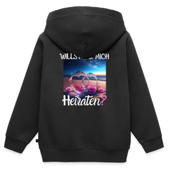Heiratsantrag für Hochzeit oder Verlobung - - Kinder Premium Organic Zip Hoodie - Schwarz - Hinten - AI Model Kid Male (0cm)