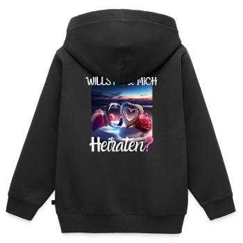 Heiratsantrag für Hochzeit oder Verlobung - - Kinder Premium Organic Zip Hoodie - Schwarz - Hinten - AI Model Kid Male (0cm)