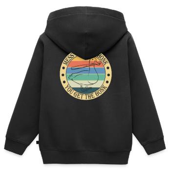 Cadeau Oies Fair Goose - Sweat Premium à capuche zippé enfant bio - noir - Dos - AI Model Kid Male (0cm)