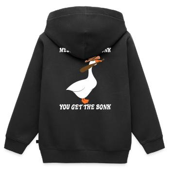 Cadeau Oies Fair Goose - Sweat Premium à capuche zippé enfant bio - noir - Dos - AI Model Kid Male (0cm)