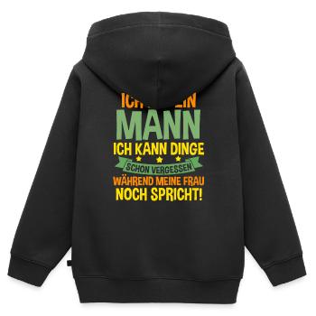 Ich Bin Ein Mann - Kinder Premium Organic Zip Hoodie - Schwarz - Hinten - AI Model Kid Male (0cm)