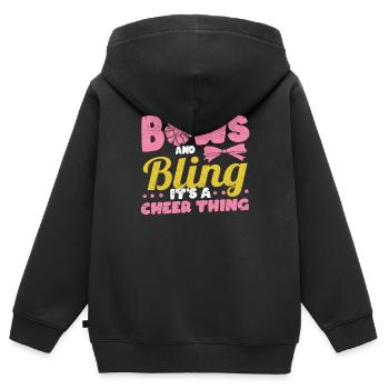 Schleifen & Bling It’s A Cheer Thing Cheerleading - Sweat Premium à capuche zippé enfant bio - noir - Dos - AI Model Kid Male (0cm)