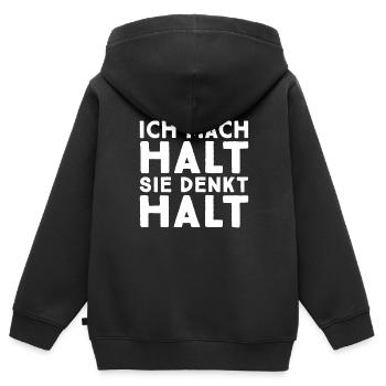 Ich mach halt Verliebte Paare Liebesbeweis - Kinder Premium Organic Zip Hoodie - Schwarz - Hinten - AI Model Kid Male (0cm)
