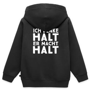 Ich denke halt Verliebte Paare Liebesbeweis - Kinder Premium Organic Zip Hoodie - Schwarz - Hinten - AI Model Kid Male (0cm)
