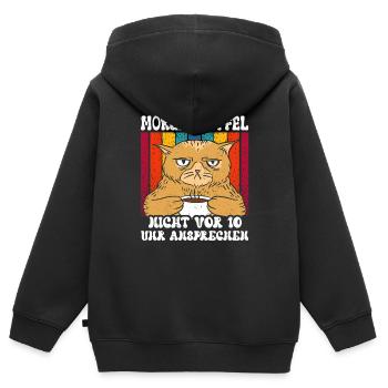 Morgenmuffel - nicht vor 10 uhr ansprechen - Kinder Premium Organic Zip Hoodie - Schwarz - Hinten - AI Model Kid Male (0cm)