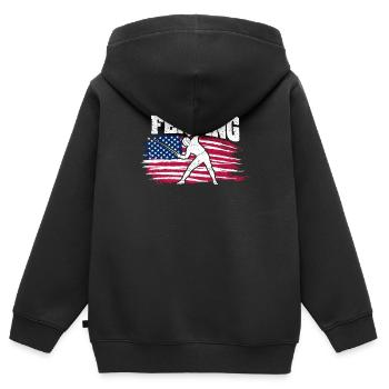 Fechtkunst Schwertkämpfer USA Fechter Amerikanisch - Kinder Premium Organic Zip Hoodie - Schwarz - Hinten - AI Model Kid Male (0cm)