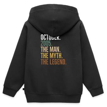 Oktober 2005 The Man The Myth The Legend - Kinder Premium Organic Zip Hoodie - Schwarz - Hinten - AI Model Kid Male (0cm)