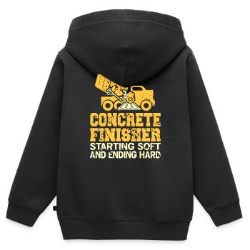 Finition Béton Démarrage Soft Ending Hard Retro - Sweat Premium à capuche zippé enfant bio - noir - Dos - AI Model Kid Male (0cm)