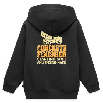 Finition de béton Démarrage tendre et fin dure - Sweat Premium à capuche zippé enfant bio - noir - Dos - AI Model Kid Male (0cm)