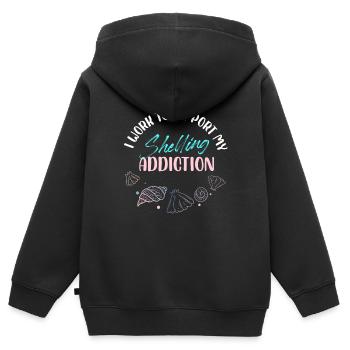 Je travaille pour soutenir ma dépendance aux décorticages Design - Sweat Premium à capuche zippé enfant bio - noir - Dos - AI Model Kid Male (0cm)