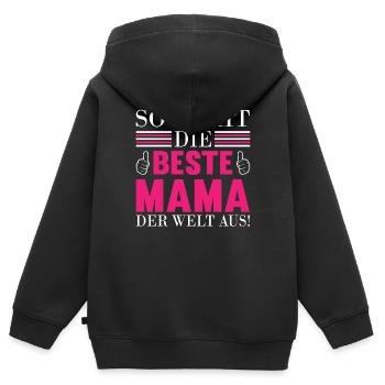 o sieht die Beste Mama der Welt aus - Kinder Premium Organic Zip Hoodie - Schwarz - Hinten - AI Model Kid Male (0cm)