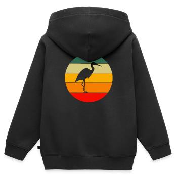 Bird Animal Bird Lovers Gift Retro Crane - Kids Premium Organic Zip-up Hoodie - black - Back - AI Model Kid Male (0cm)