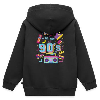 Retour des années 90's - Sweat Premium à capuche zippé enfant bio - noir - Dos - AI Model Kid Male (0cm)