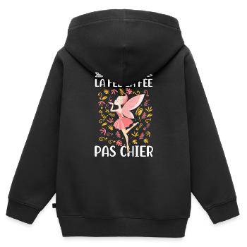 Je suis la fée la fée pas chier - Sweat Premium à capuche zippé enfant bio - noir - Dos - AI Model Kid Male (0cm)