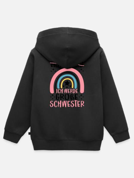 Ich Werde Große Schwester - Kinder Premium Organic Zip Hoodie - Schwarz