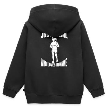 Jogger cardio training race fit jogging running - Sweat Premium à capuche zippé enfant bio - noir - Dos - AI Model Kid Male (0cm)