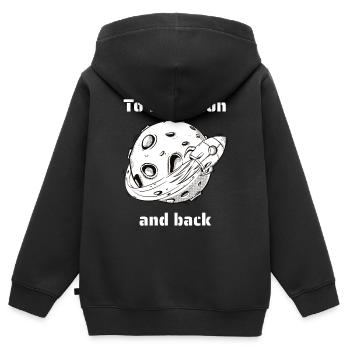 To The Moon & Back Retro Outer Space Designs - Kids Premium Organic Zip-up Hoodie - black - Back - AI Model Kid Male (0cm)