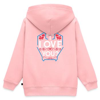 LIEBE ICH DICH - Kinder Premium Organic Zip Hoodie - Rosa - Hinten - AI Model Kid Female (0cm)