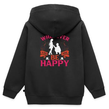 OÙ QUE VOUS SOYEZ, SOYEZ HEUREUX - Sweat Premium à capuche zippé enfant bio - noir - Dos - AI Model Kid Male (0cm)