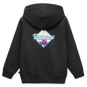 Toulouse City France Retro Violet Vintage - Kids Premium Organic Zip-up Hoodie - black - Back - AI Model Kid Male (0cm)