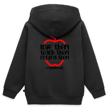 Love Them Teach Them Return Them - Kinder Premium Organic Zip Hoodie - Schwarz - Hinten - AI Model Kid Male (0cm)