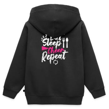 Eat Sleep Cheer Repeat Funny Cheerleader Cheering - Kinder Premium Organic Zip Hoodie - Schwarz - Hinten - AI Model Kid Male (0cm)