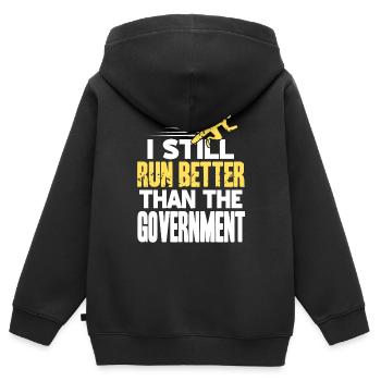 Je cours mieux que le gouvernement Prothèse drôle - Sweat Premium à capuche zippé enfant bio - noir - Dos - AI Model Kid Male (0cm)