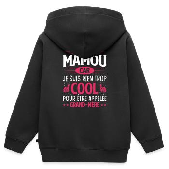 On m'appelle mamou - Sweat Premium à capuche zippé enfant bio - noir - Dos - AI Model Kid Male (0cm)