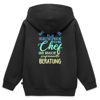 Chef Selbstgespräche Beratung Lustiger Spruch Gesc - Kinder Premium Organic Zip Hoodie - Schwarz - Hinten - AI Model Kid Male (0cm)