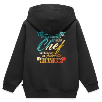 Chef Selbstgespräche Beratung Humor Spruch Geschen - Kinder Premium Organic Zip Hoodie - Schwarz - Hinten - AI Model Kid Male (0cm)